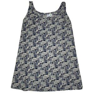 VINTAGE Ten2One Blue Womens Tank Top Hawaiian Pattern Polyester Luau Shirt Dress